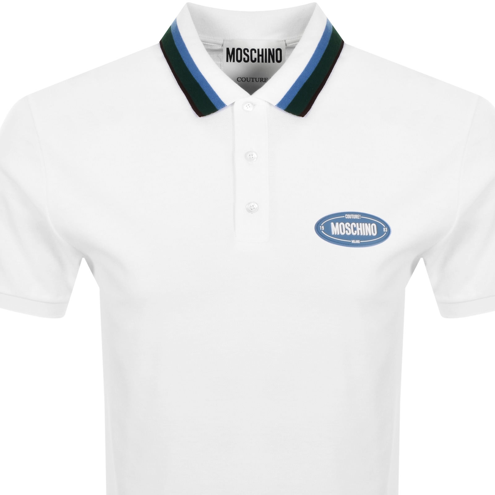 Shop Moschino Short Sleeve Polo T Shirt White