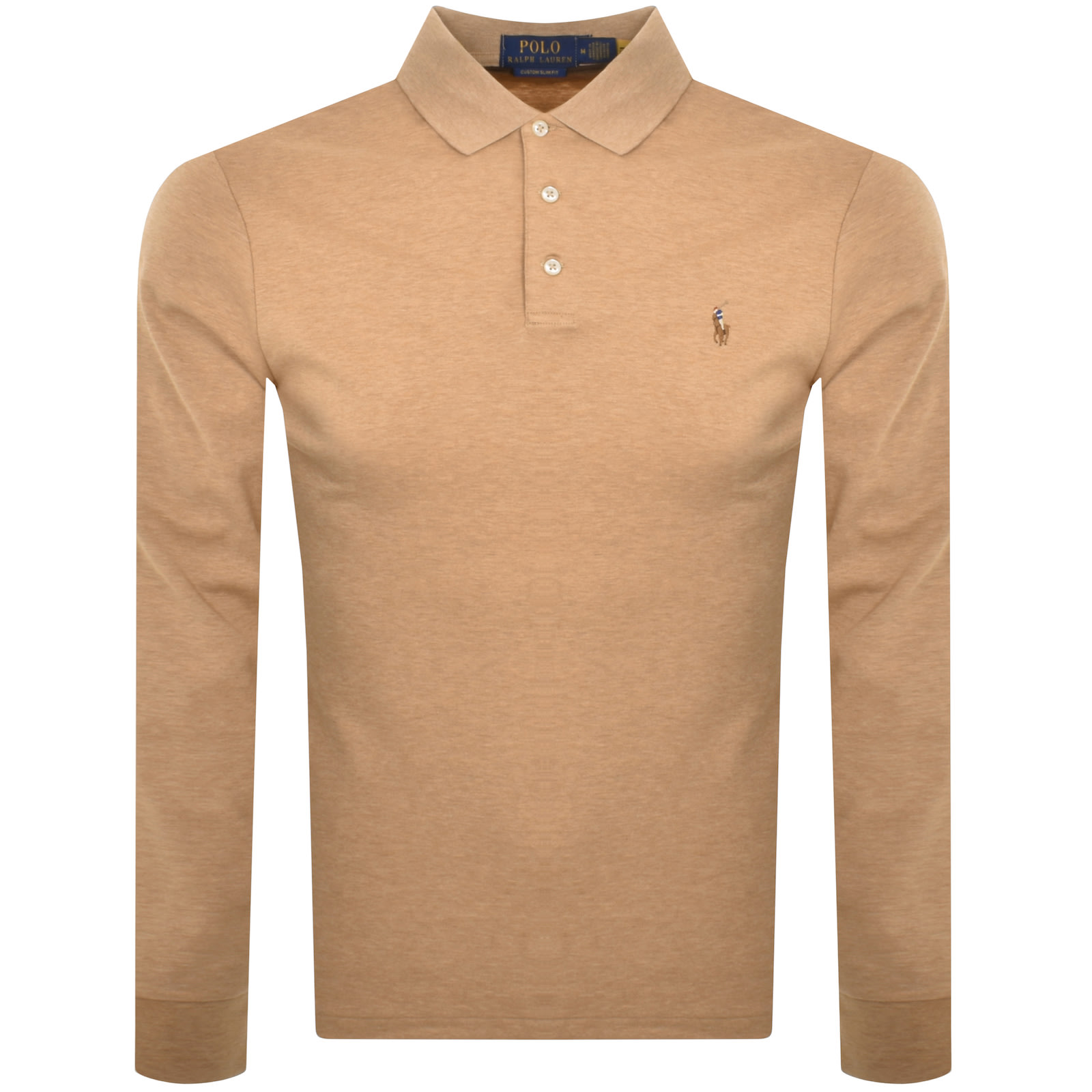 Shop Ralph Lauren Long Sleeved Polo T Shirt Beige