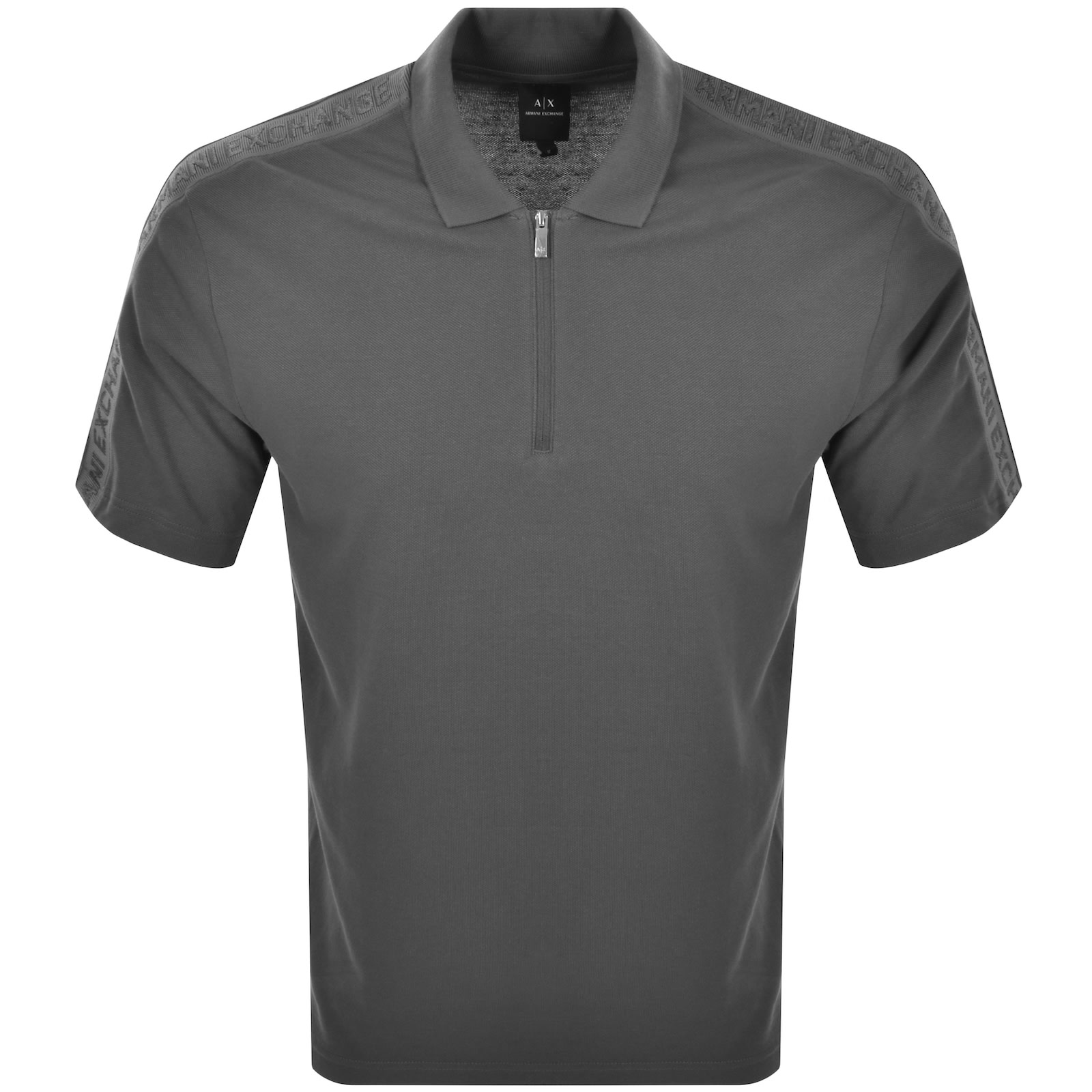 Shop Armani Exchange Taped Polo T Shirt Grey