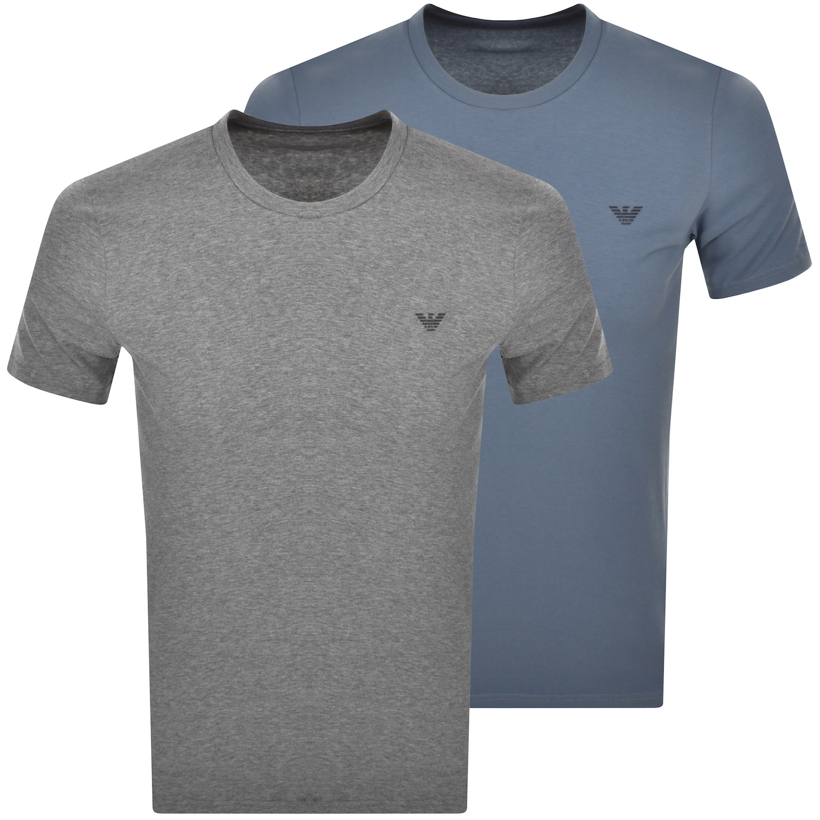 Shop Armani Collezioni Emporio Armani Lounge Two Pack T Shirts In Grey