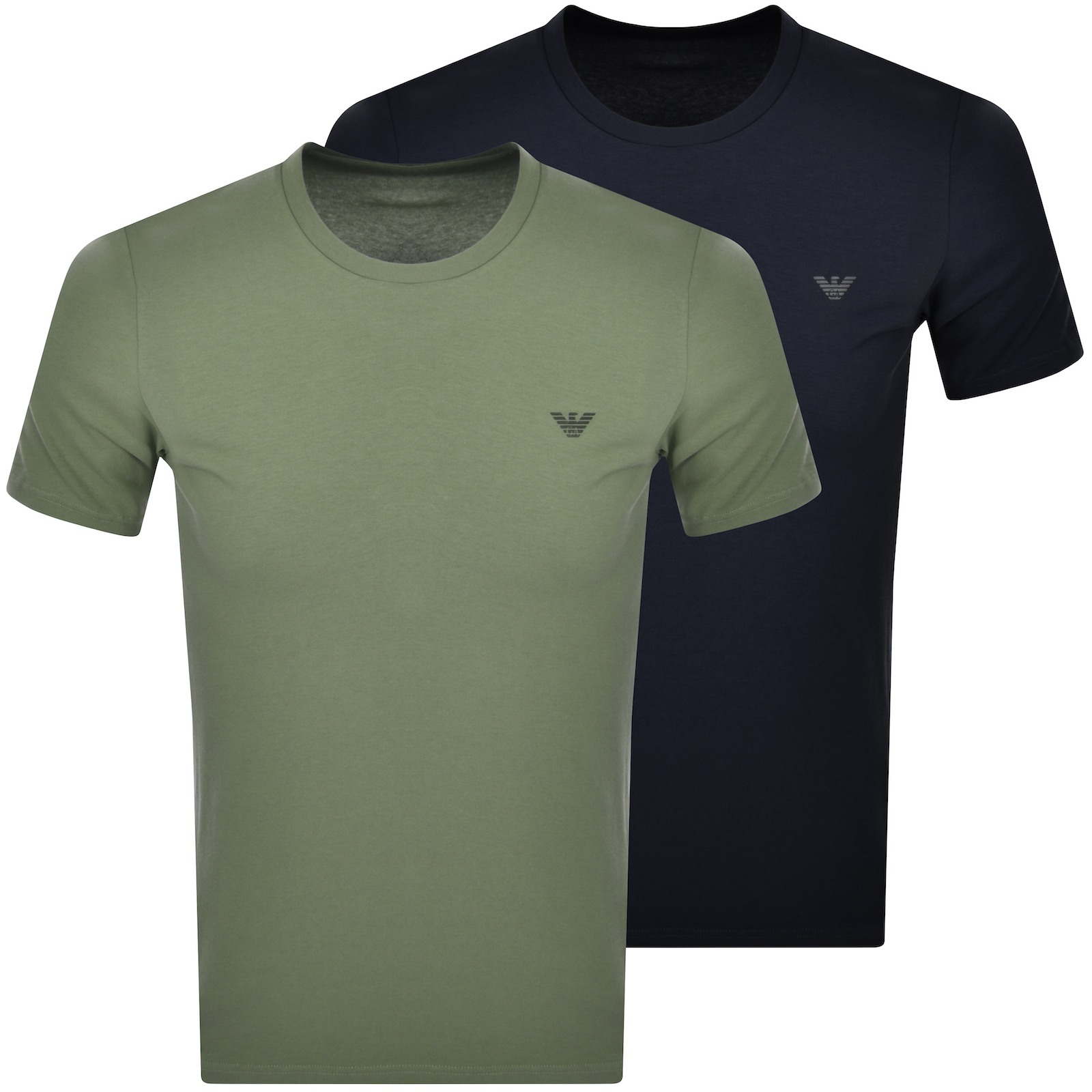 Shop Armani Collezioni Emporio Armani Lounge Two Pack T Shirts In Green