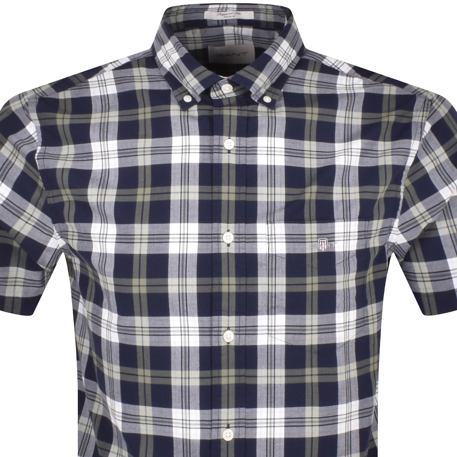 Shop Gant Poplin Check Regular Fit Shirt Blue