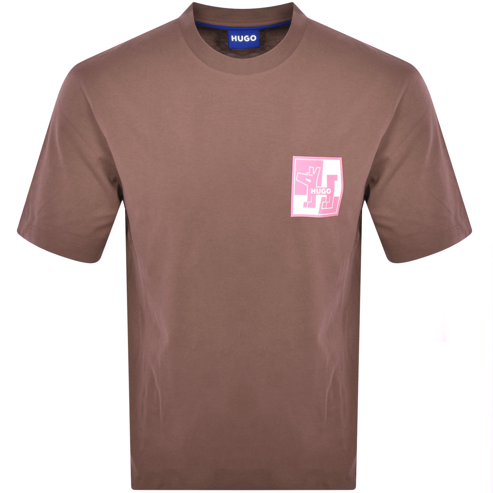 Shop Hugo Blue Nabric Crew Neck T Shirt Brown