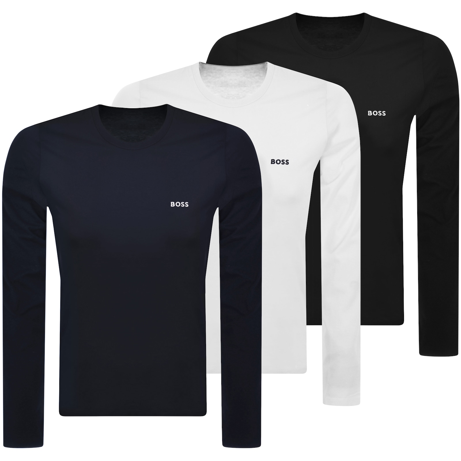 Shop Boss Business Boss 3 Pack Long Sleeve T Shirts In Black