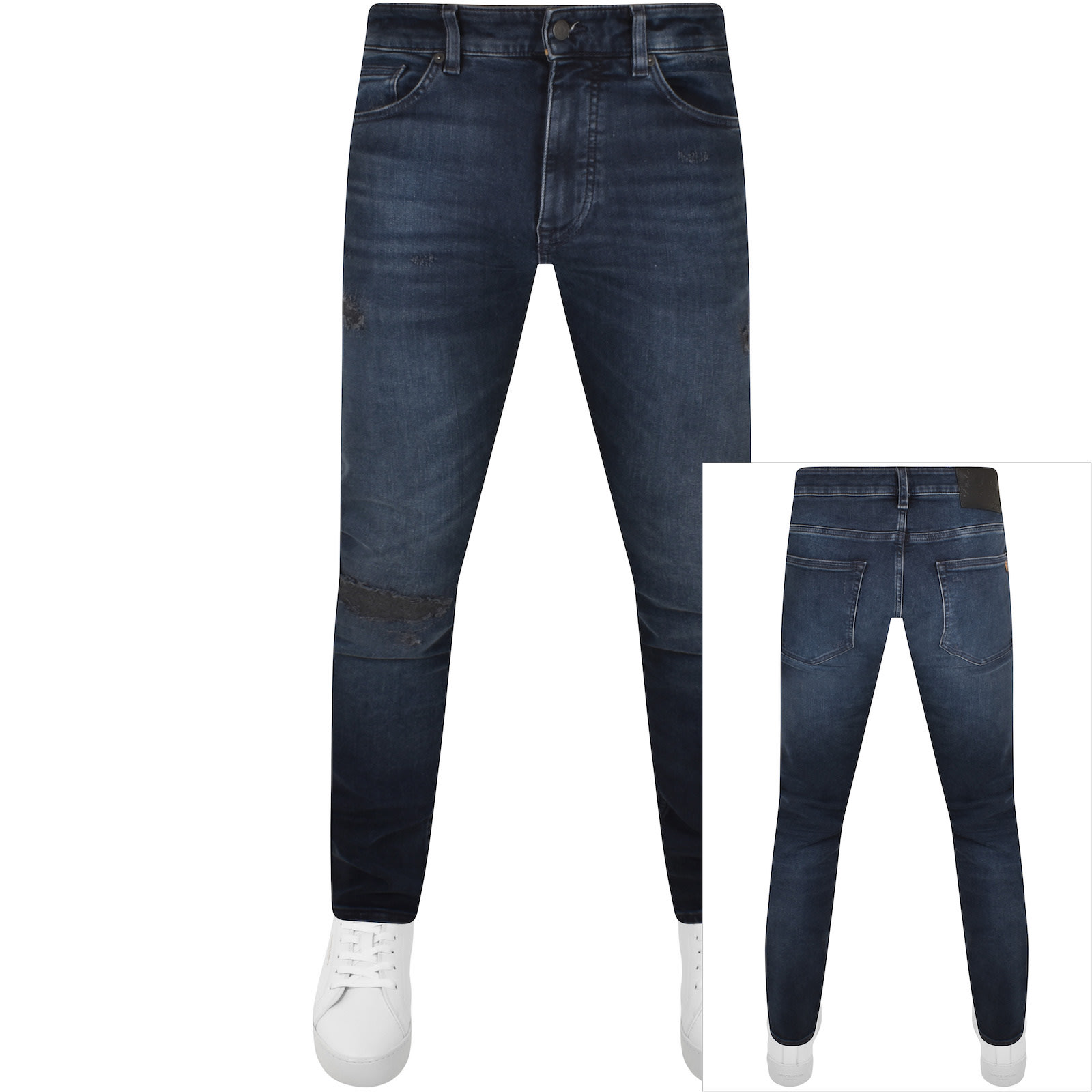 Shop Boss Casual Boss Delaware Slim Fit Jeans Dark Wash Blue In Navy