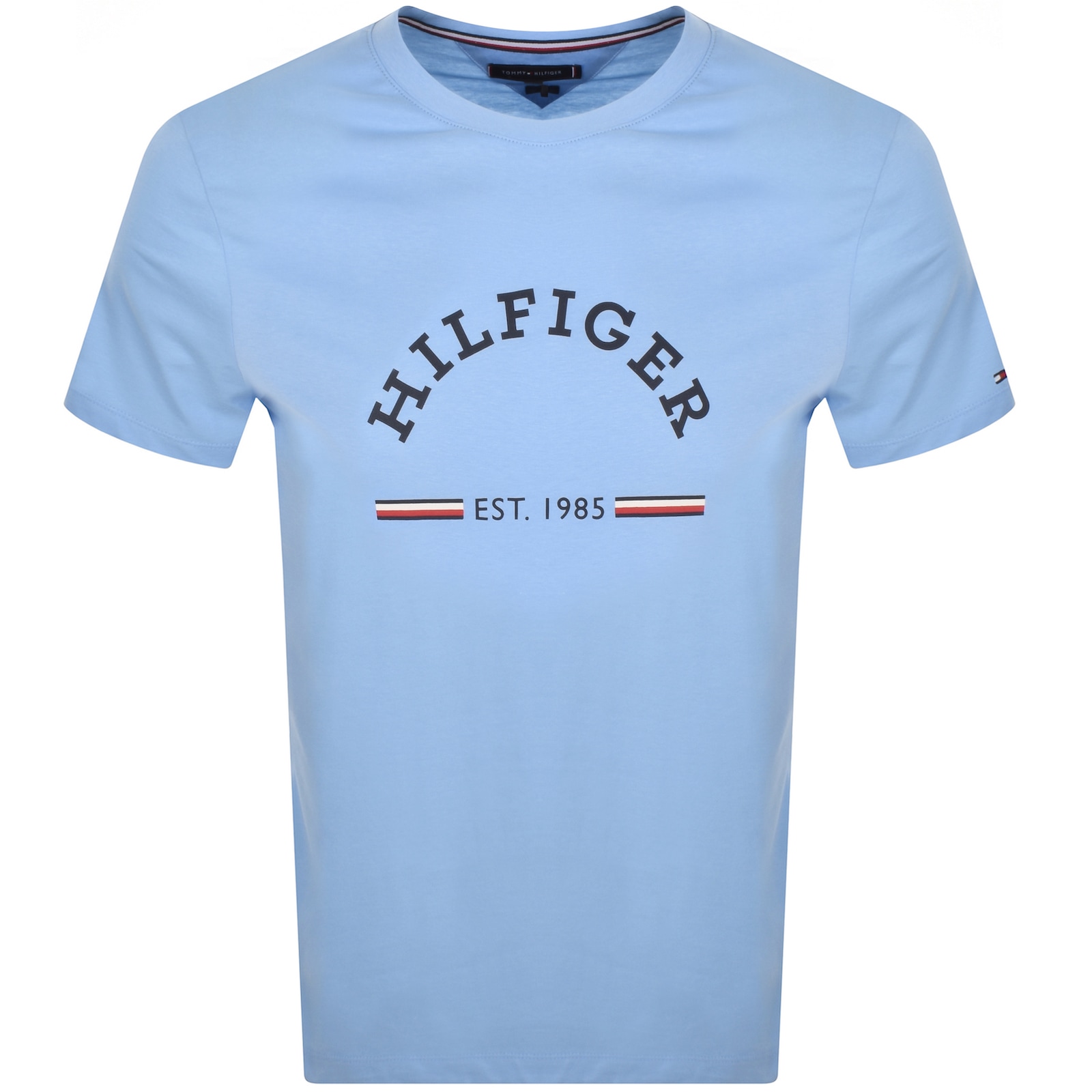 Shop Tommy Hilfiger Logo Slim Fit T Shirt Blue