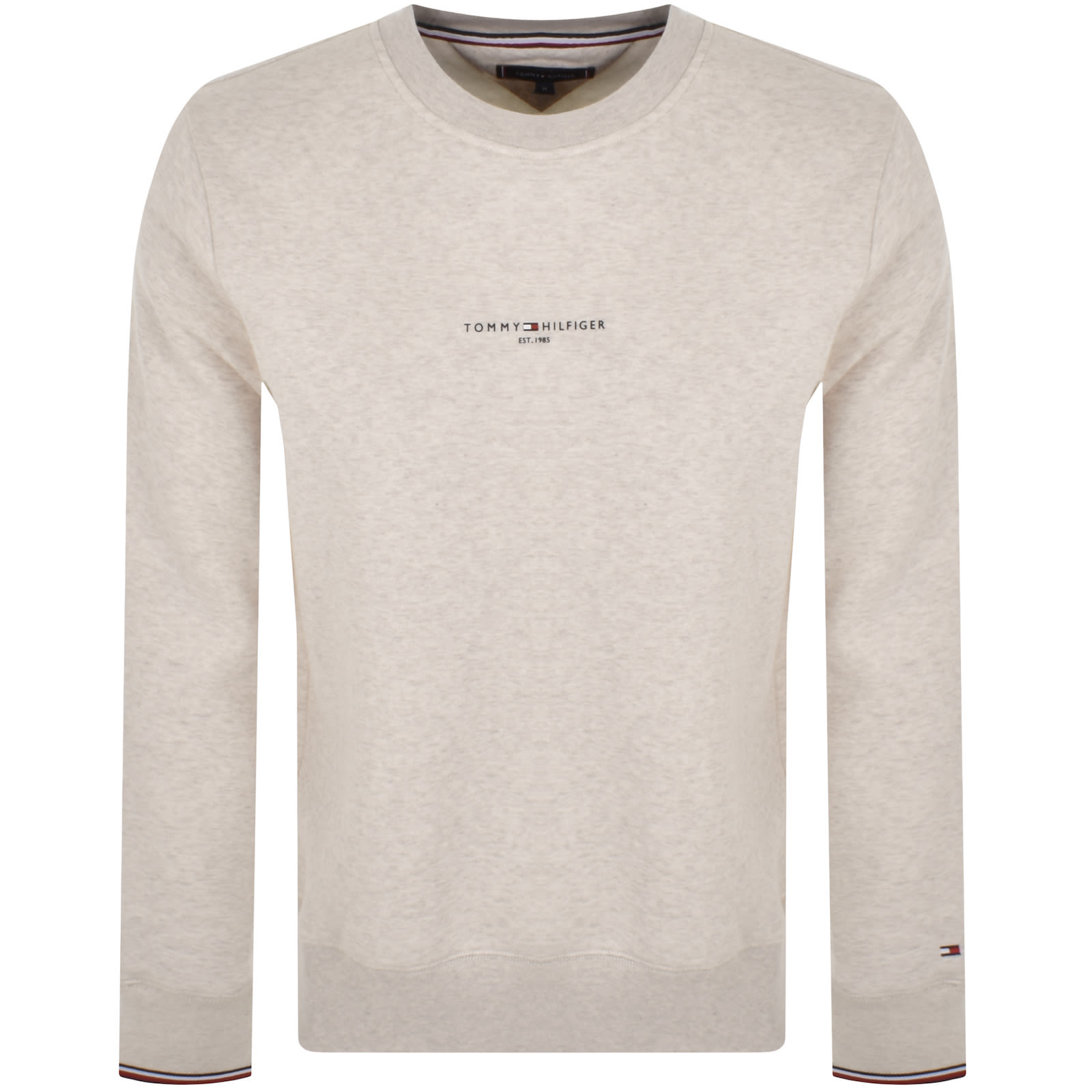 Shop Tommy Hilfiger Logo Tipped Sweatshirt Beige