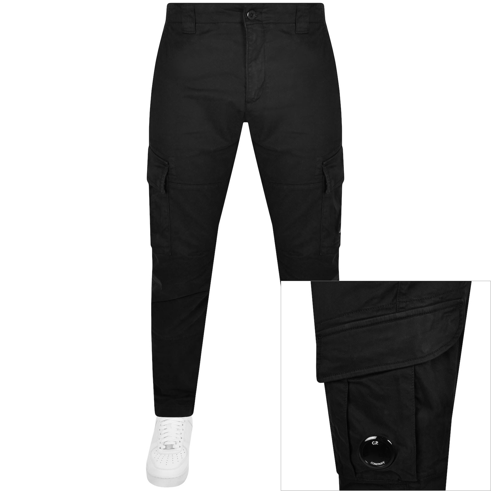 Shop C P Company Cp Company Stretch Satin Cargo Trousers Black