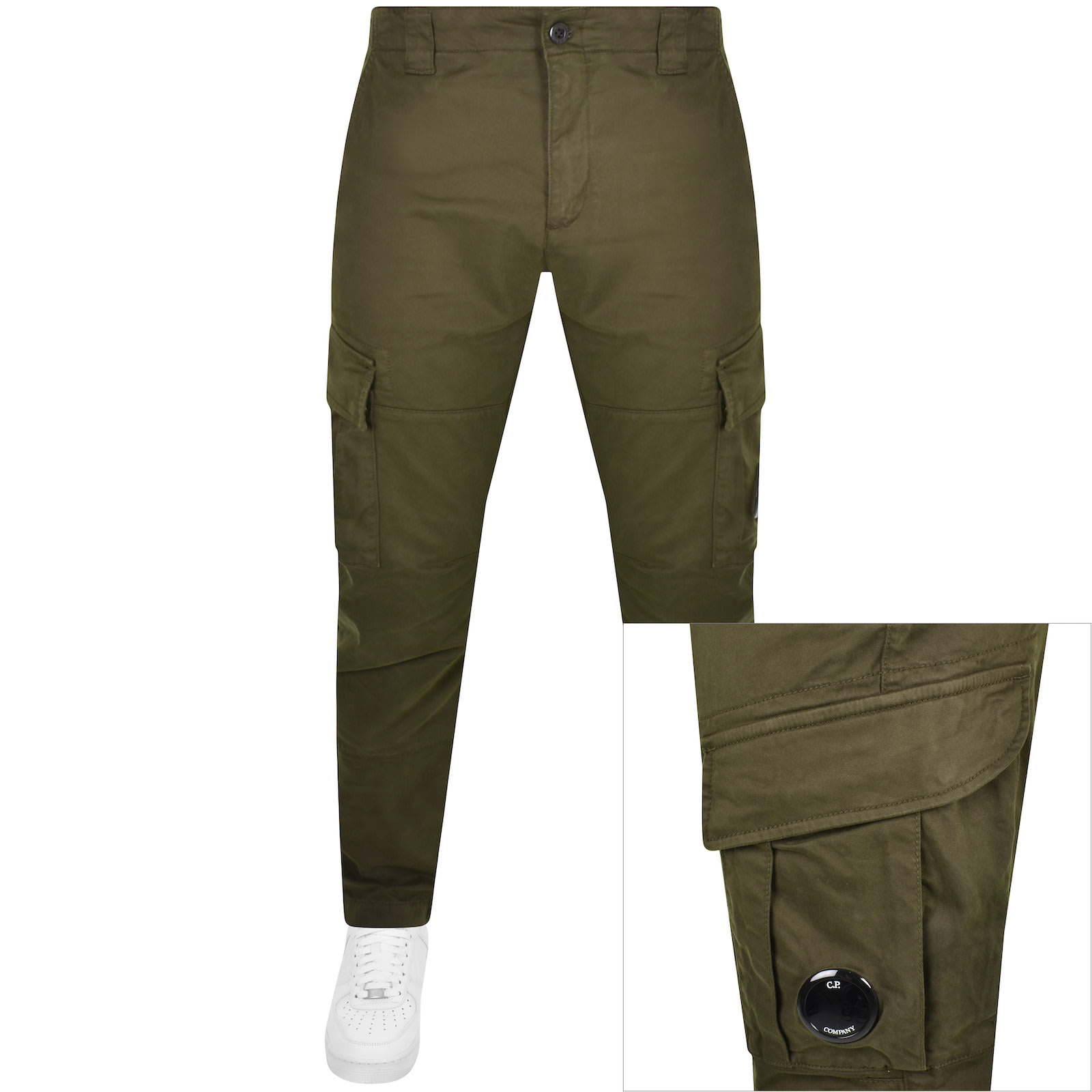 Shop C P Company Cp Company Stretch Satin Cargo Trousers Green