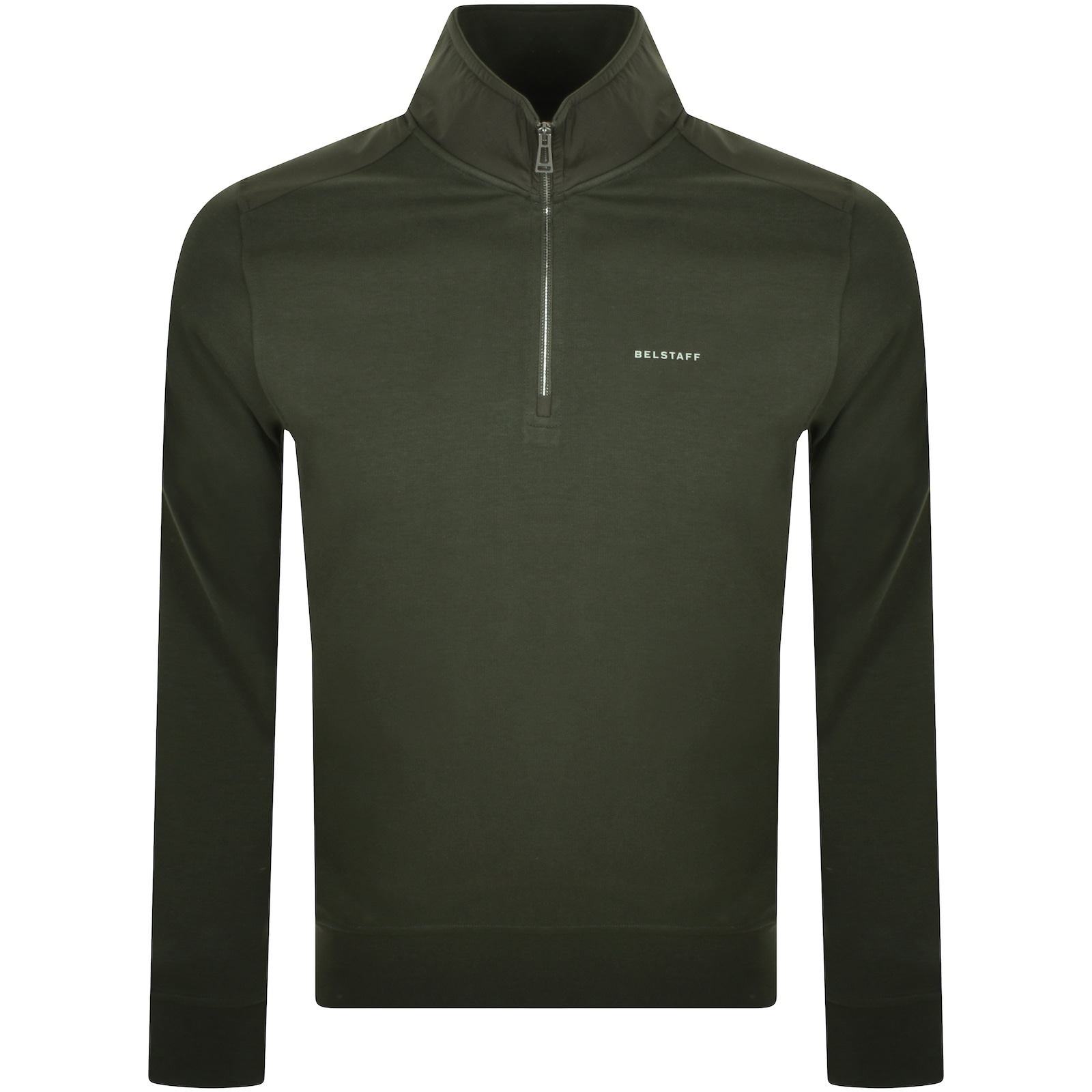 Shop Belstaff Alloy Quarter Zip Sweatshirt Green