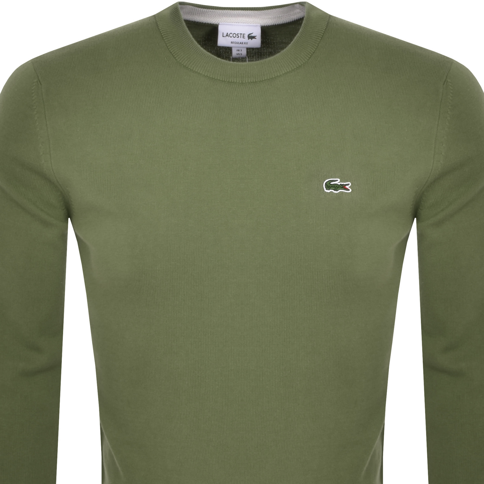 Shop Lacoste Crew Neck Knit Jumper Khaki