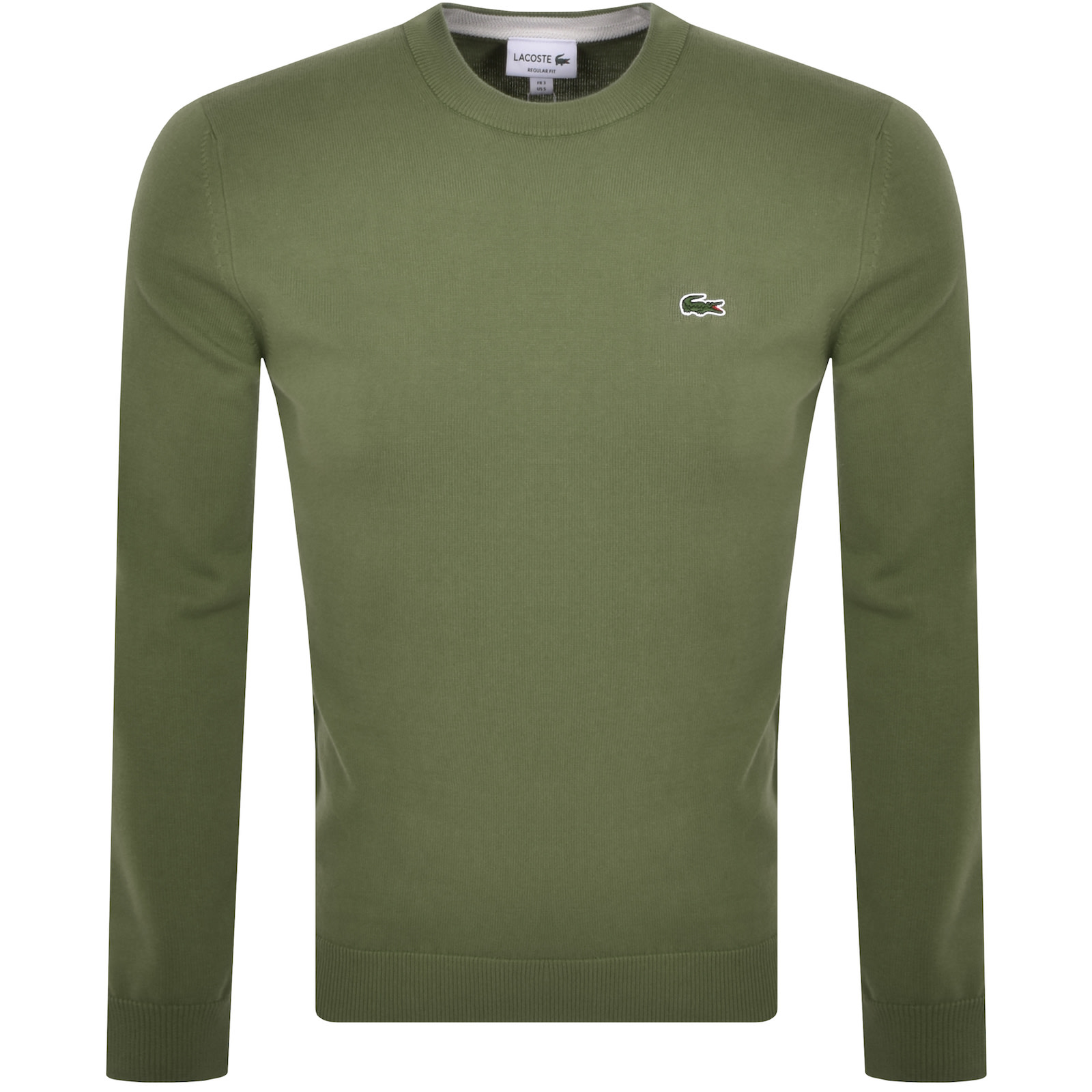 Shop Lacoste Crew Neck Knit Jumper Khaki