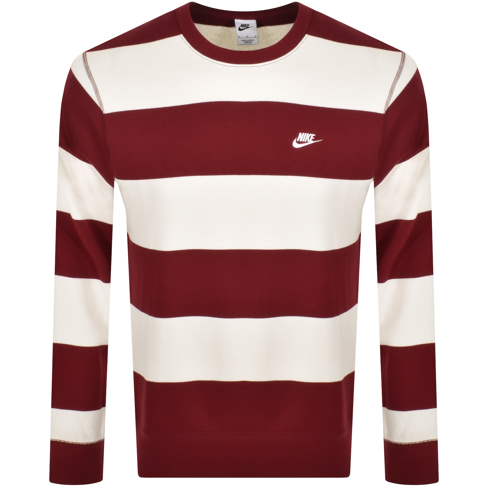 Shop Nike Crew Neck Club Stripe Sweatshirt Red