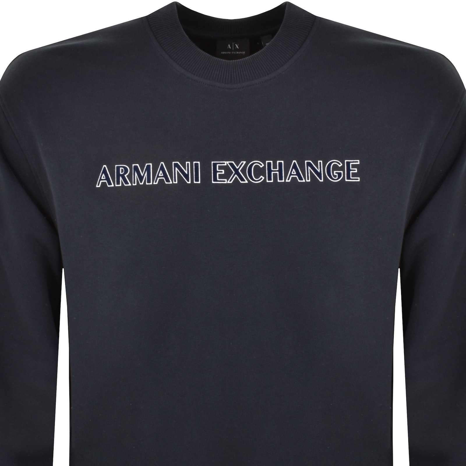 Shop Armani Exchange Flocked Logo Sweatshirt Navy