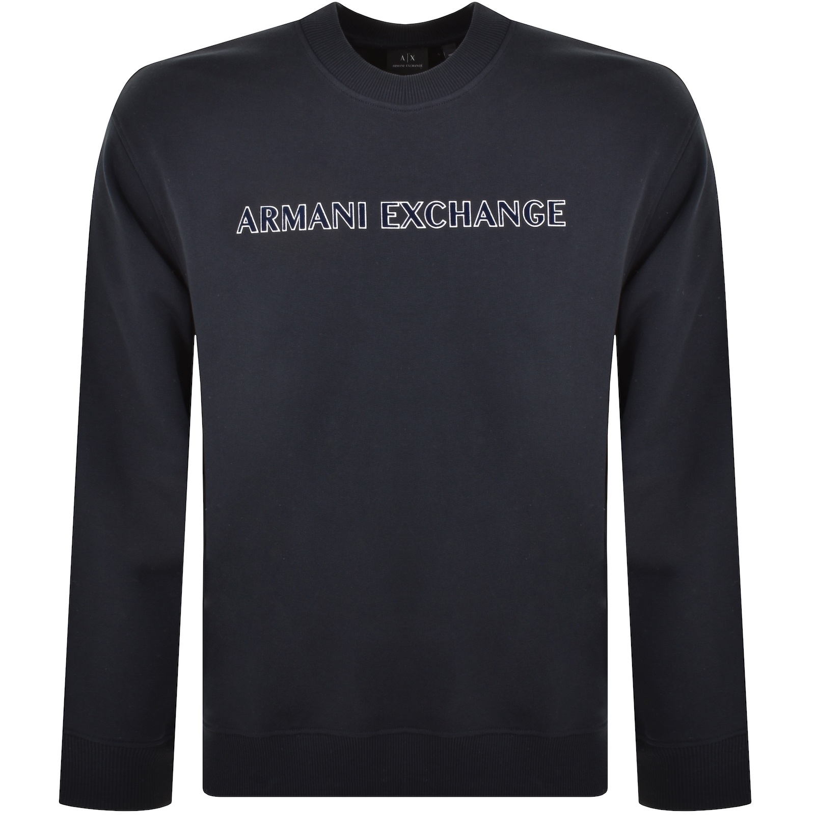 Shop Armani Exchange Flocked Logo Sweatshirt Navy