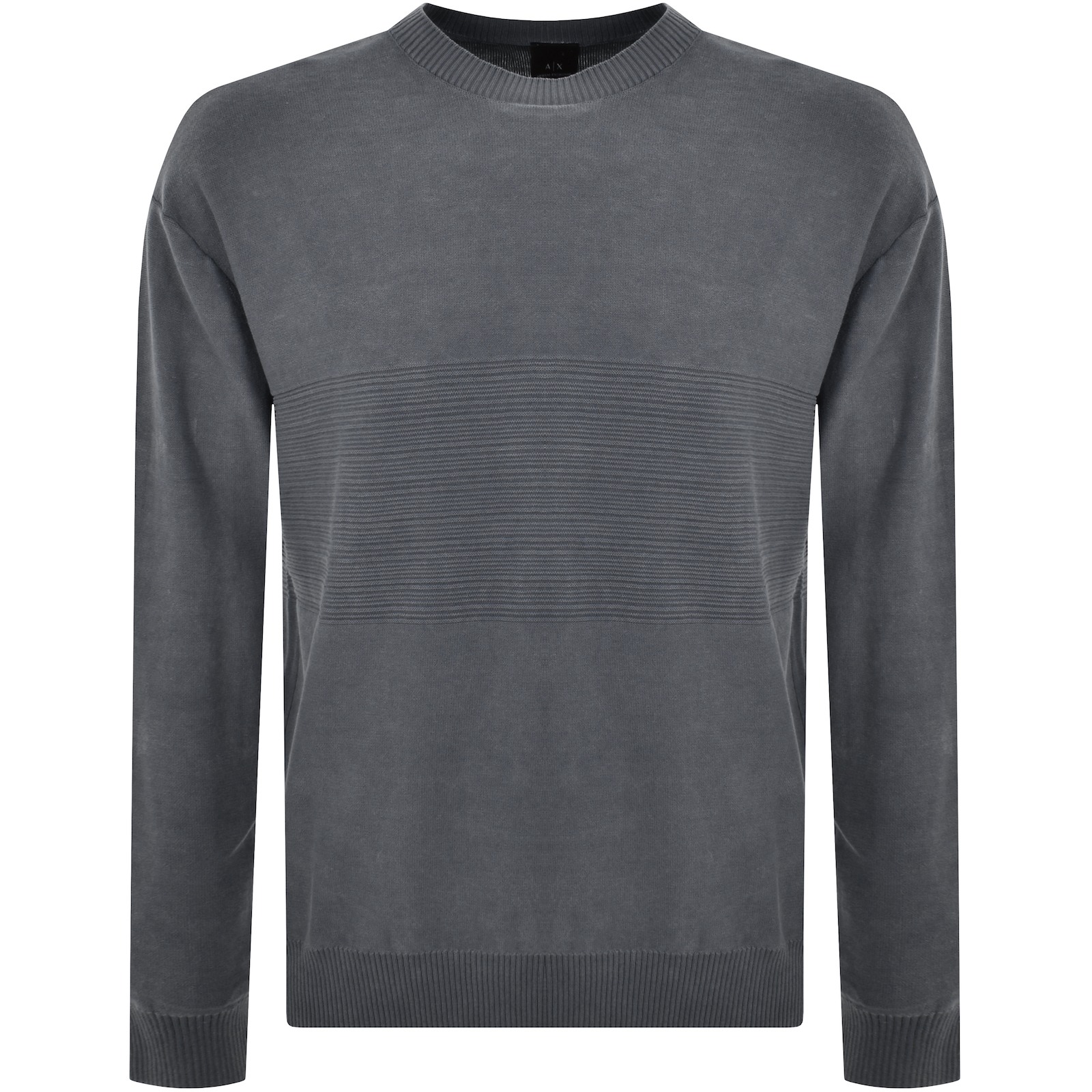 Shop Armani Exchange Crew Neck Knit Jumper Grey