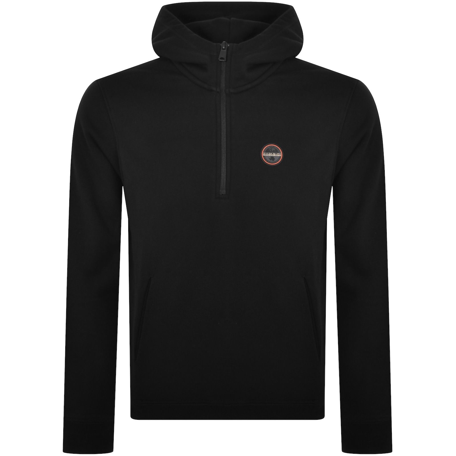 Shop Napapijri B Badge Hoodie Black