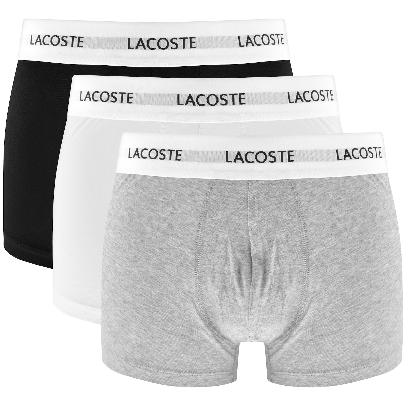 Shop Lacoste Underwear 3 Pack Boxer Trunks In Grey