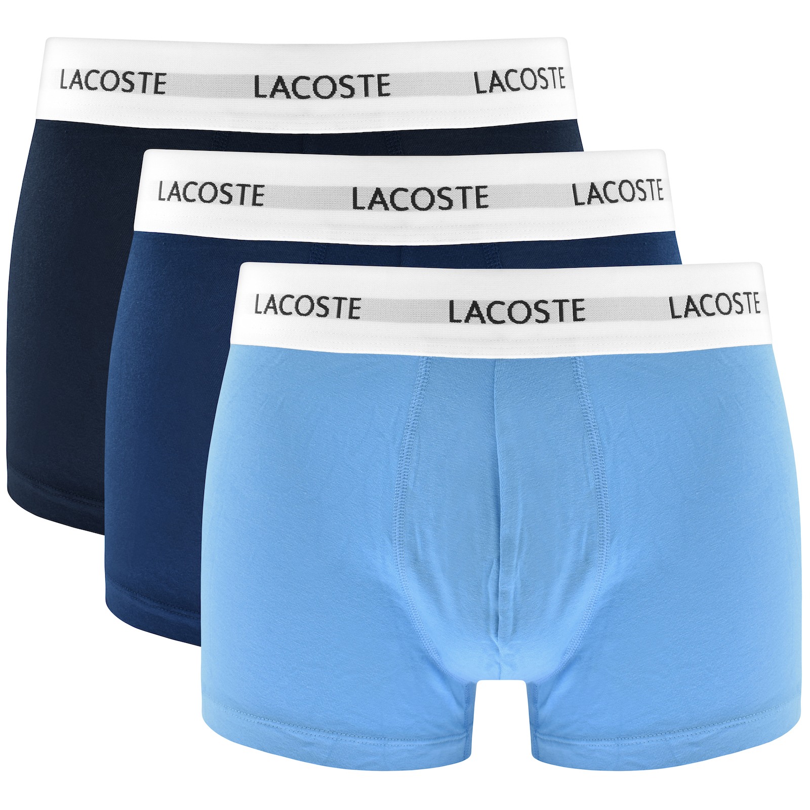 Shop Lacoste Underwear 3 Pack Boxer Trunks In Blue