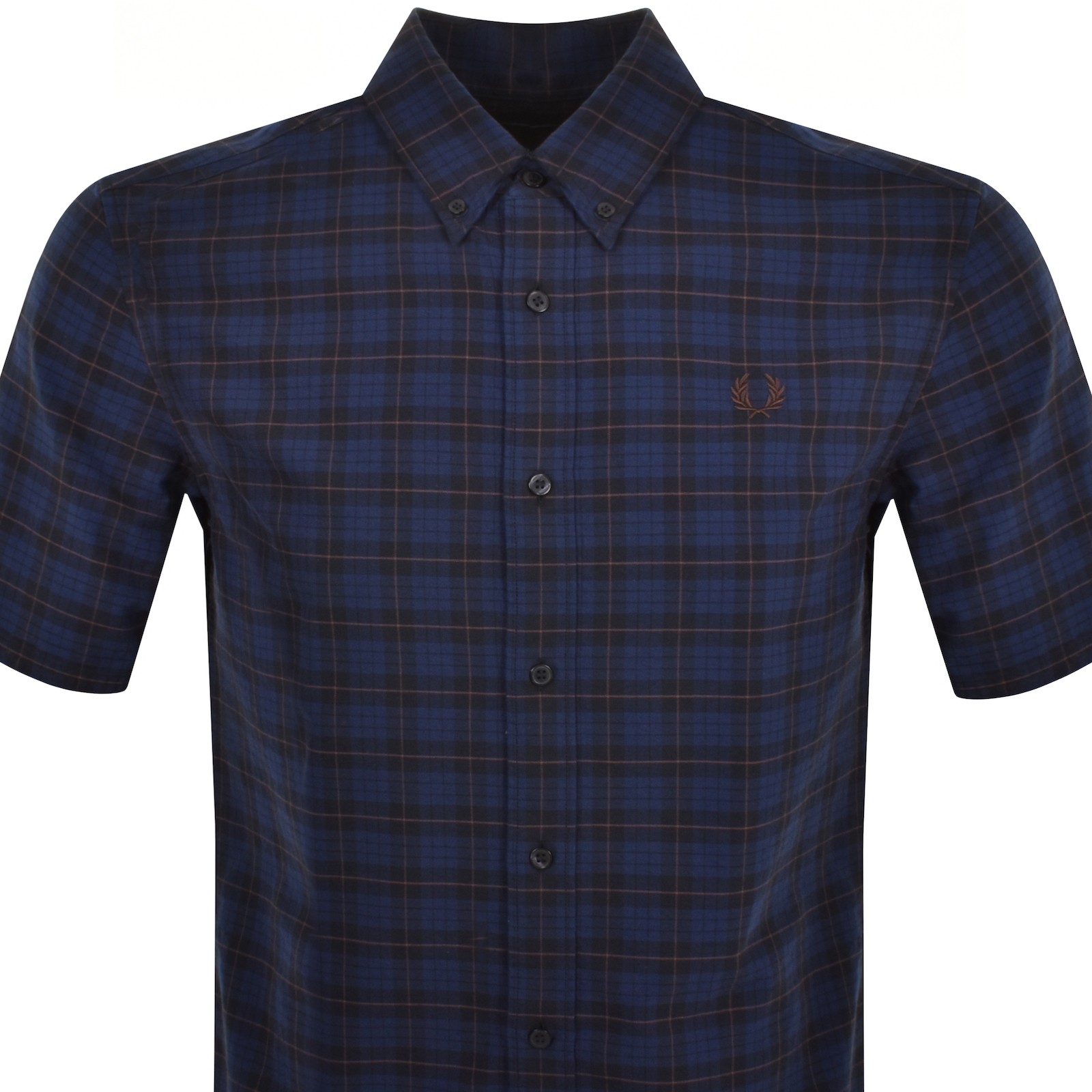 Shop Fred Perry Oxford Short Sleeved Shirt Navy