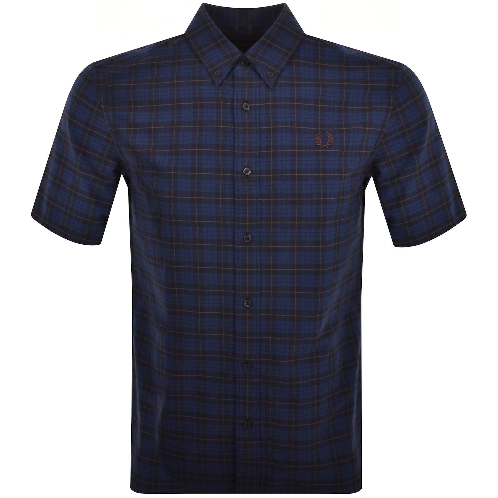 Shop Fred Perry Oxford Short Sleeved Shirt Navy