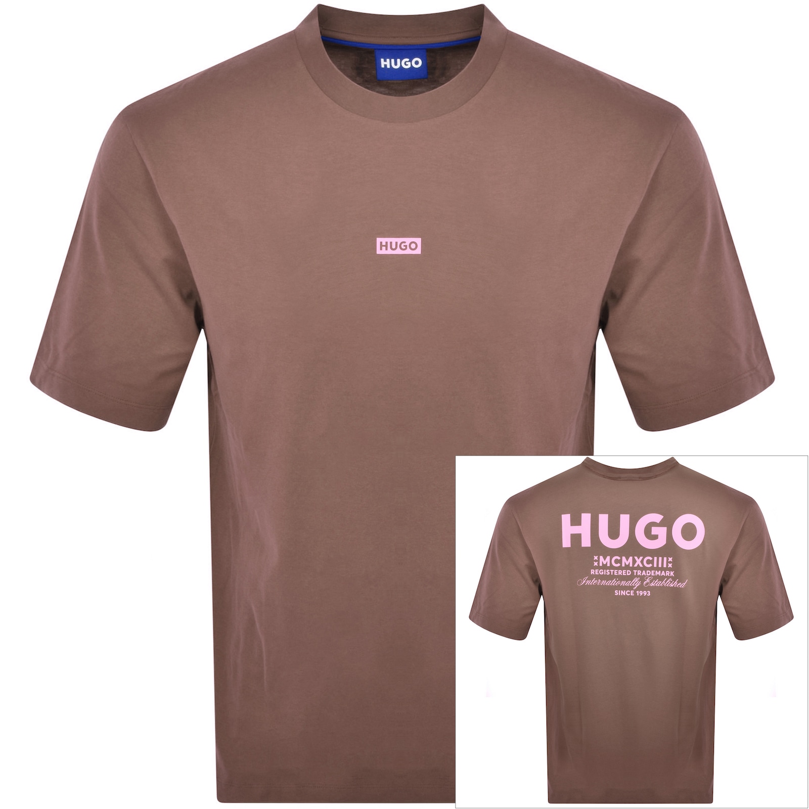 Shop Hugo Blue Nalono T Shirt Brown