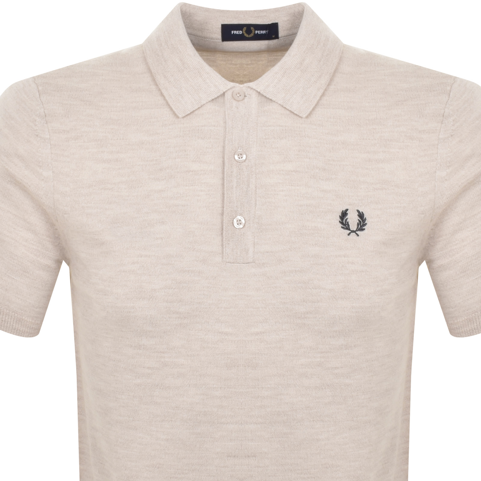 Shop Fred Perry Knitted Polo T Shirt Beige