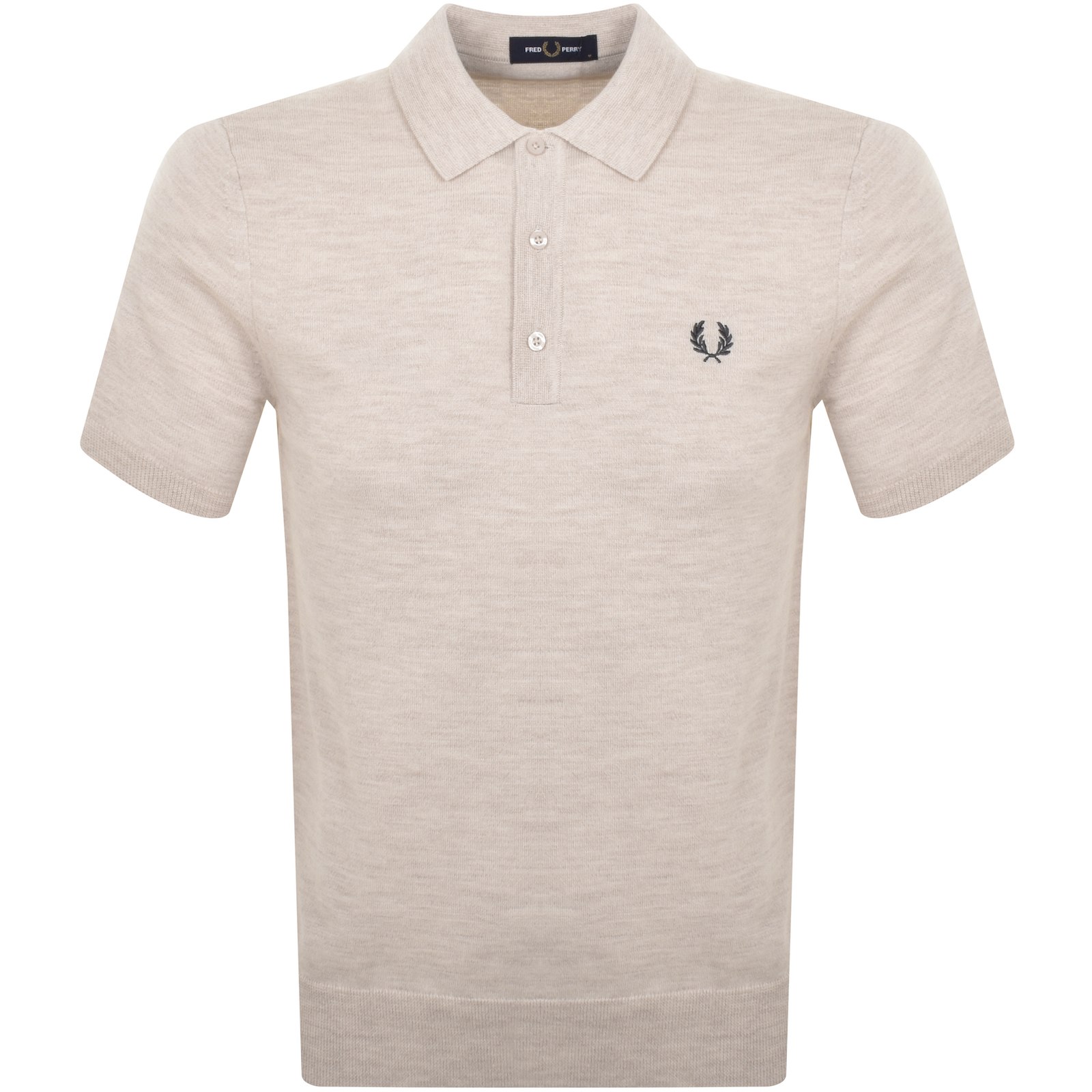 Shop Fred Perry Knitted Polo T Shirt Beige