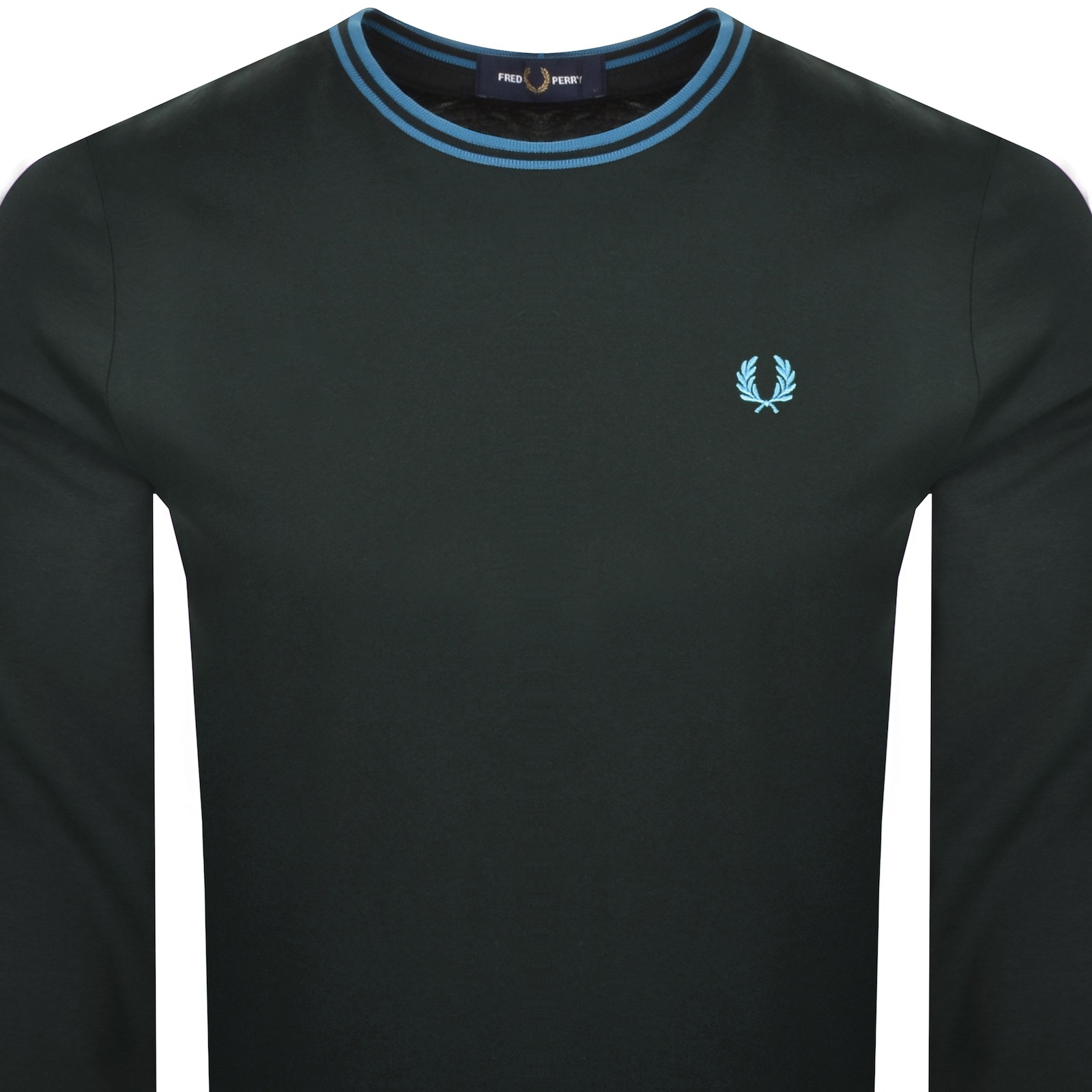 FRED PERRY FRED PERRY TWIN TIPPED LONG SLEEVED T SHIRT GREEN 