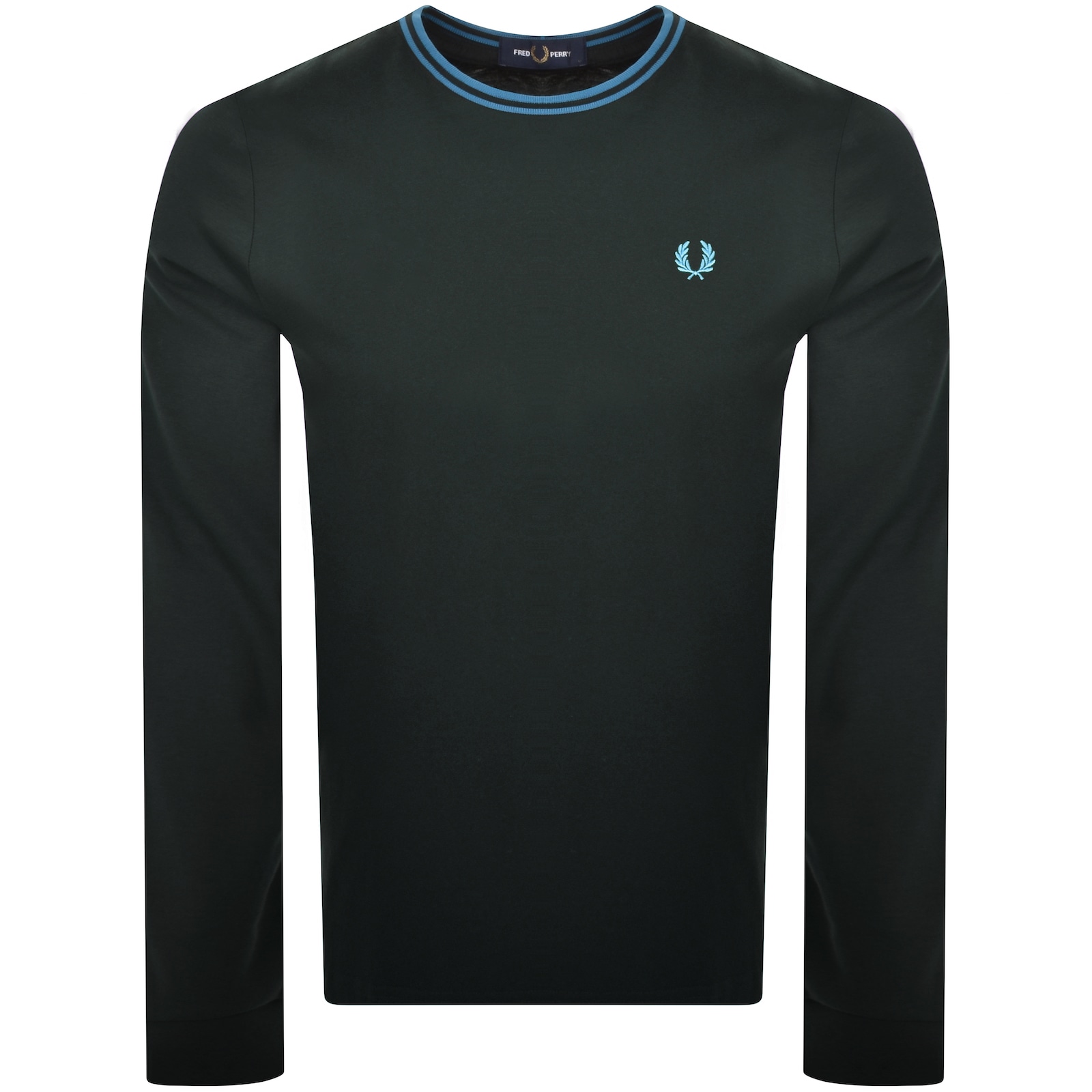 FRED PERRY FRED PERRY TWIN TIPPED LONG SLEEVED T SHIRT GREEN 