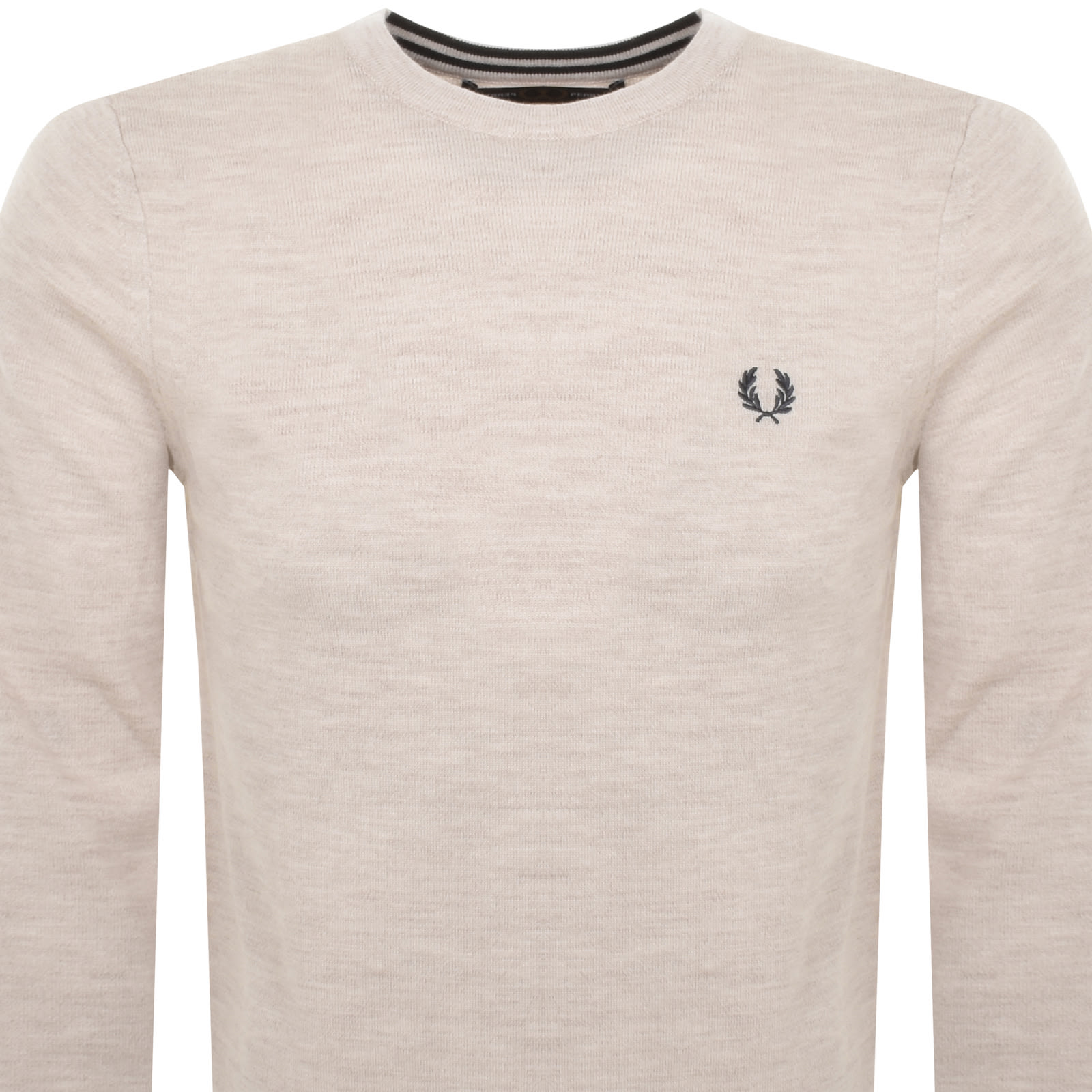 Shop Fred Perry Classic Crew Neck Knit Jumper Beige