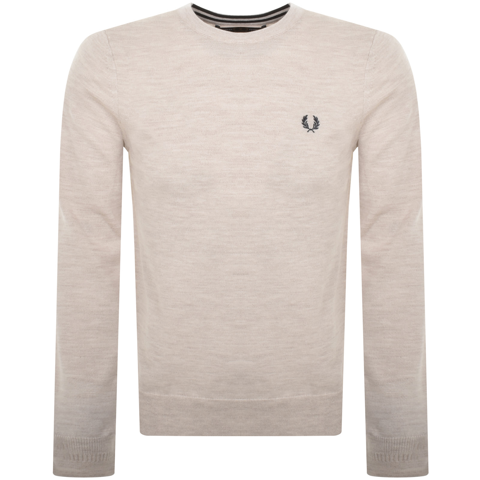 Shop Fred Perry Classic Crew Neck Knit Jumper Beige