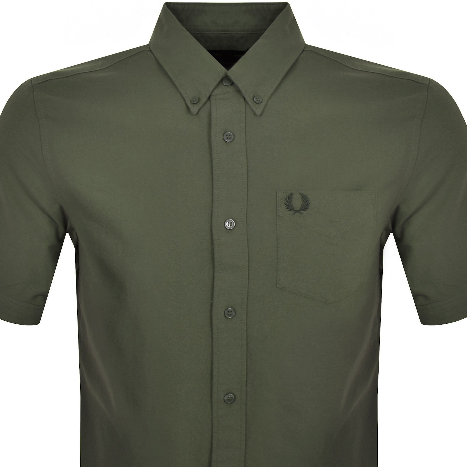 Shop Fred Perry Oxford Short Sleeve Shirt Green