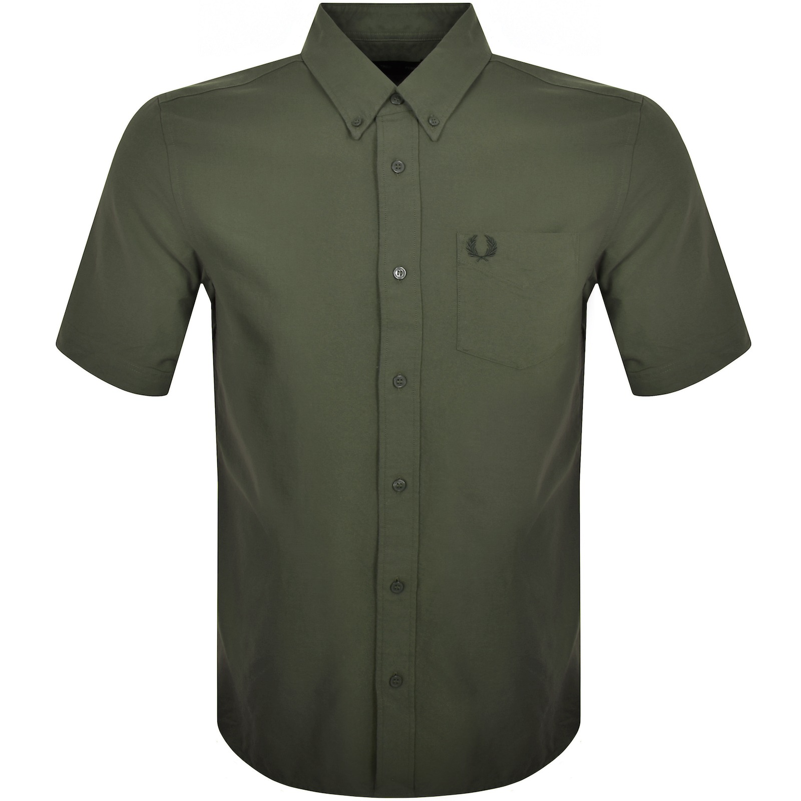 Shop Fred Perry Oxford Short Sleeve Shirt Green