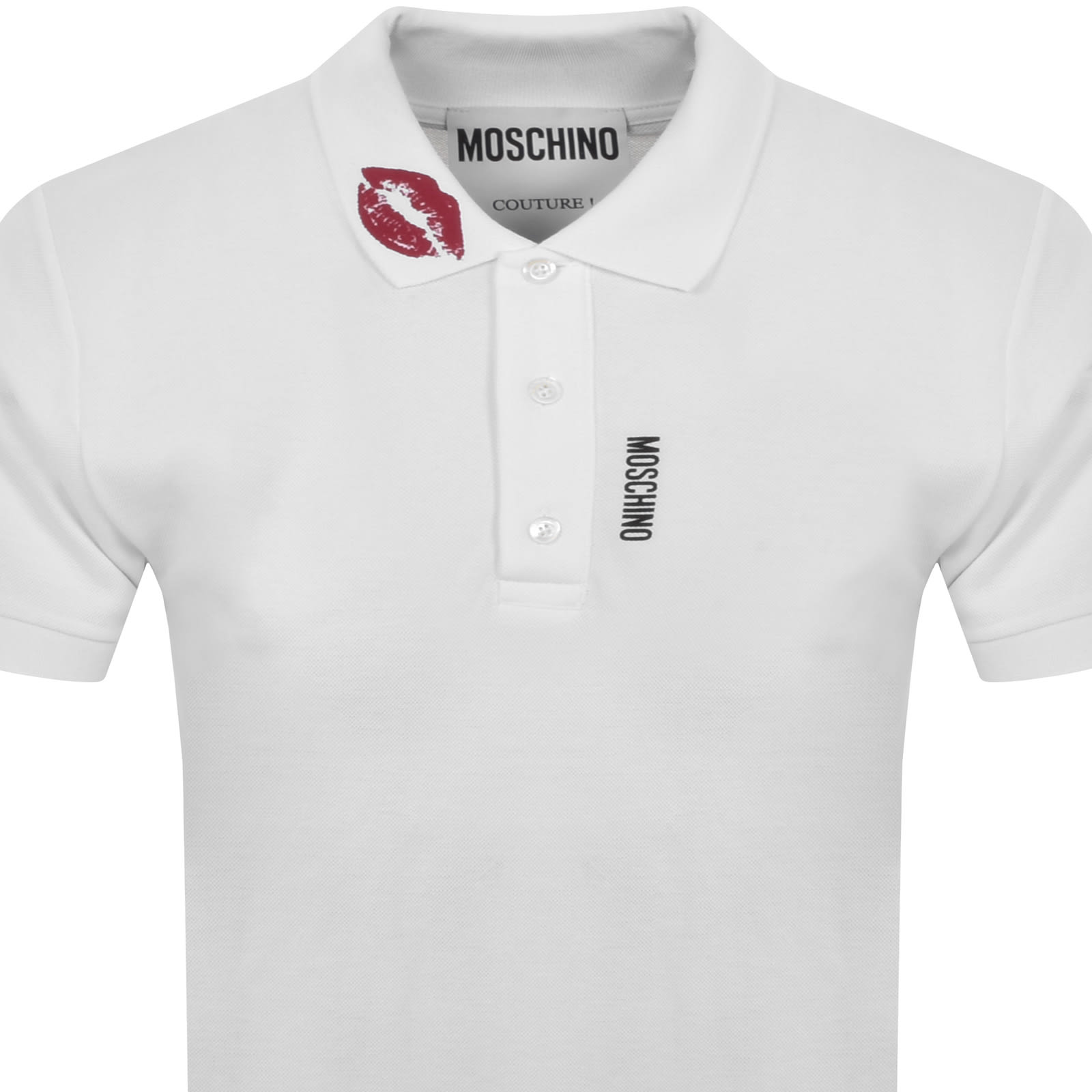 Shop Moschino Short Sleeved Polo T Shirt White