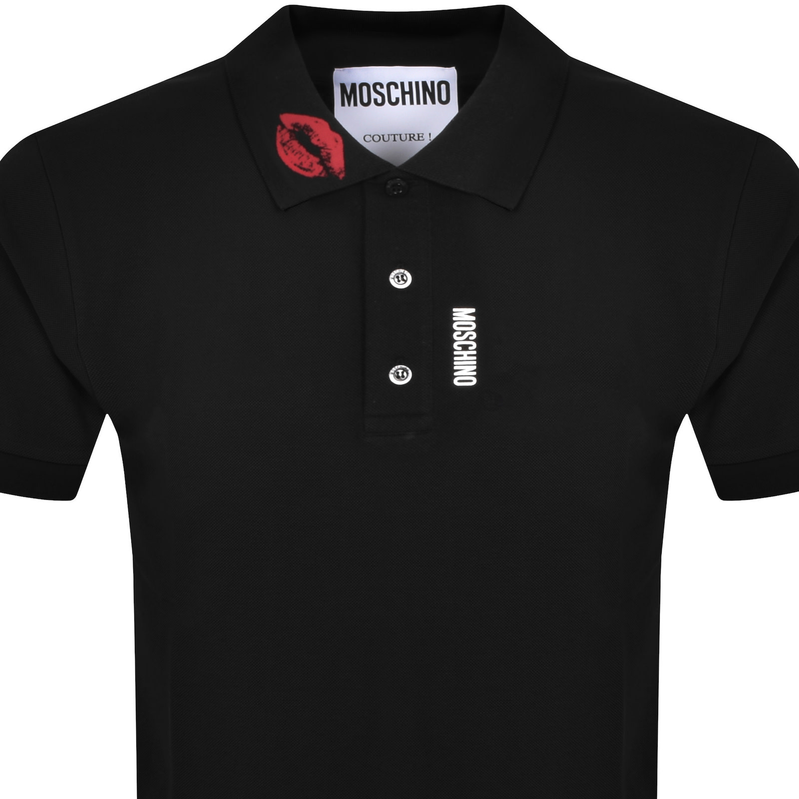 Shop Moschino Short Sleeved Polo T Shirt Black