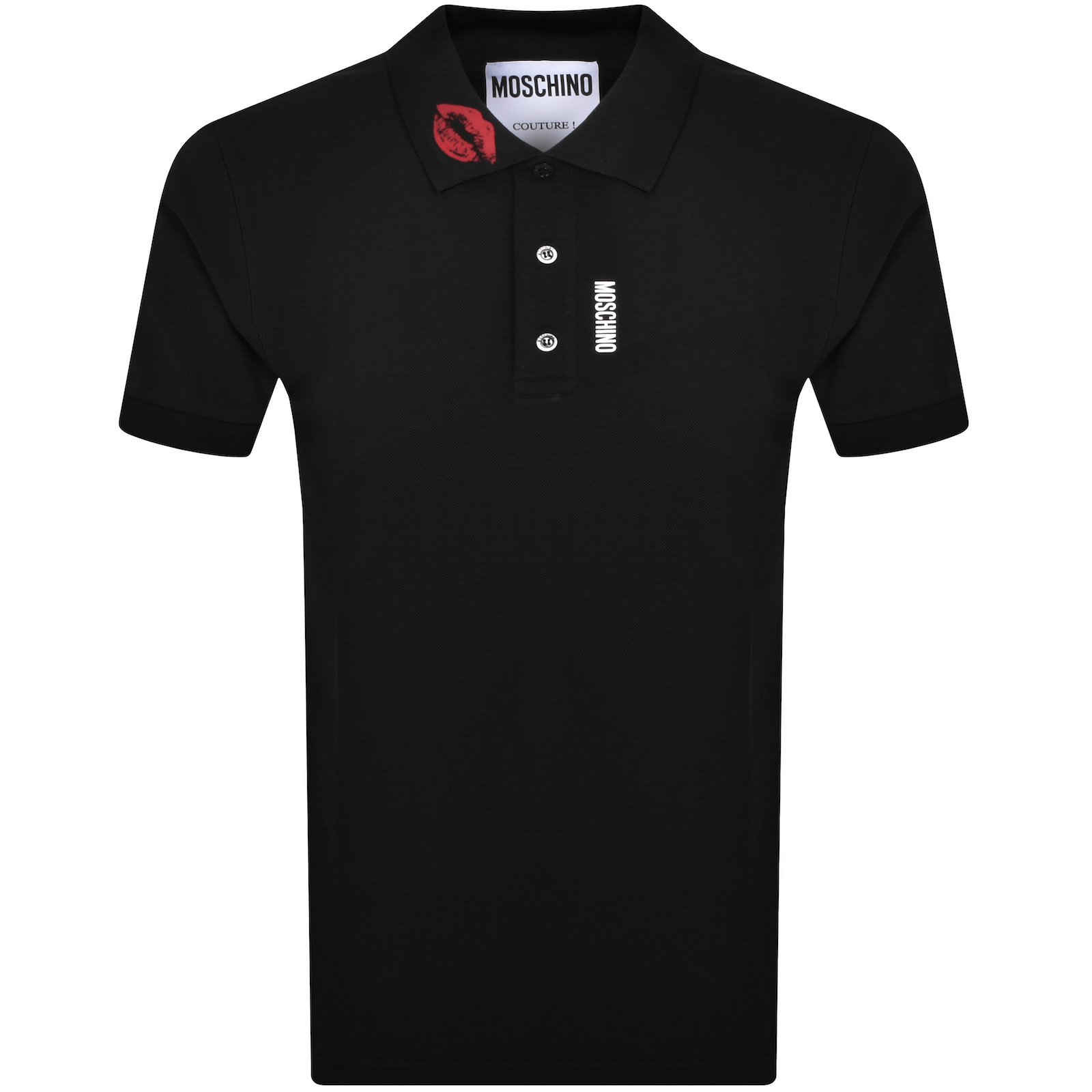 Shop Moschino Short Sleeved Polo T Shirt Black