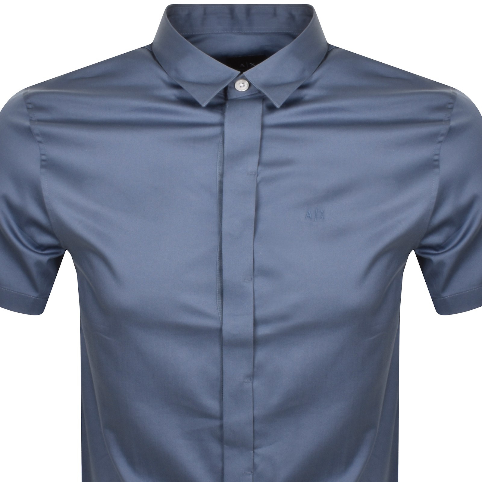 Shop Armani Exchange Slim Fit Short Sleeved Shirt Blue