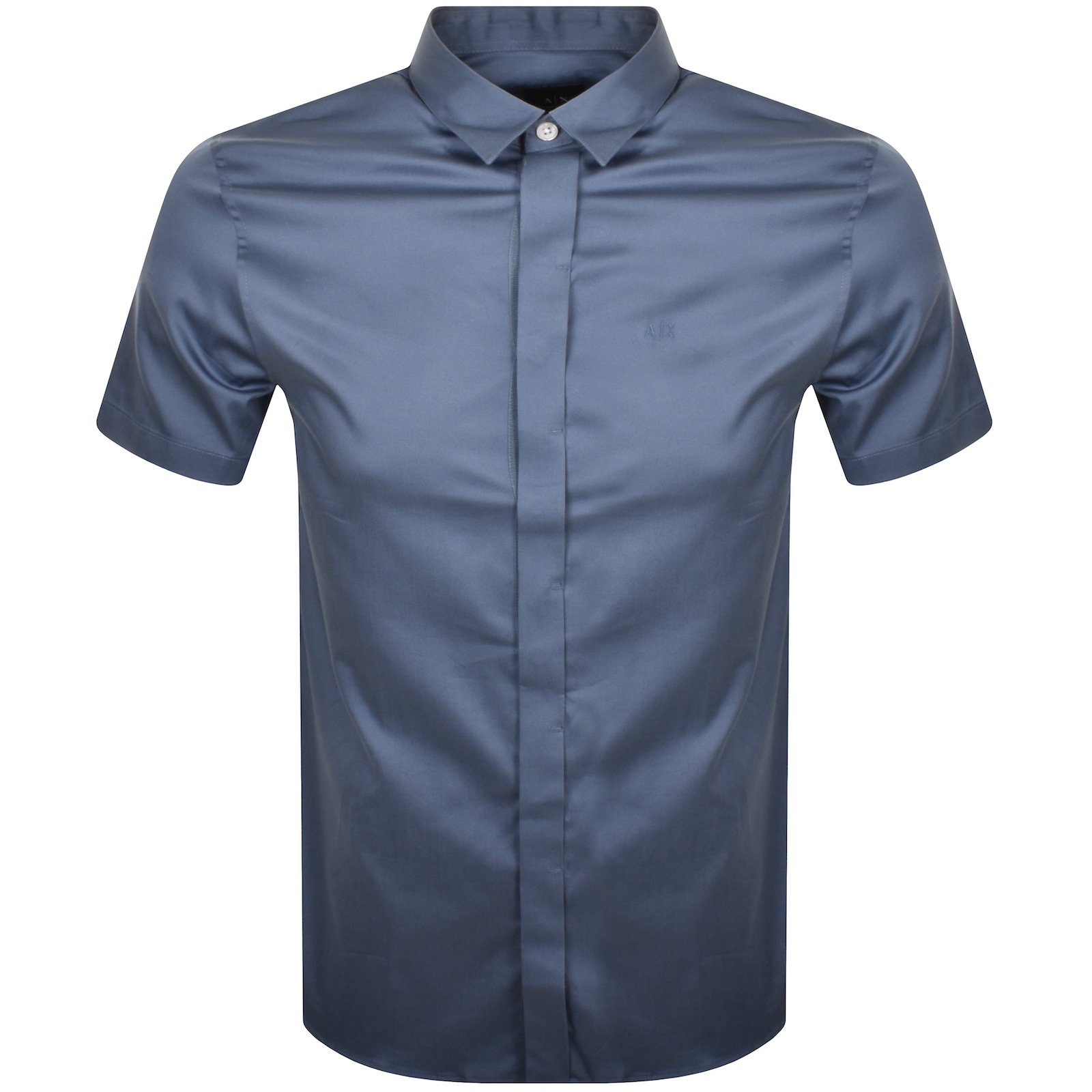 Shop Armani Exchange Slim Fit Short Sleeved Shirt Blue