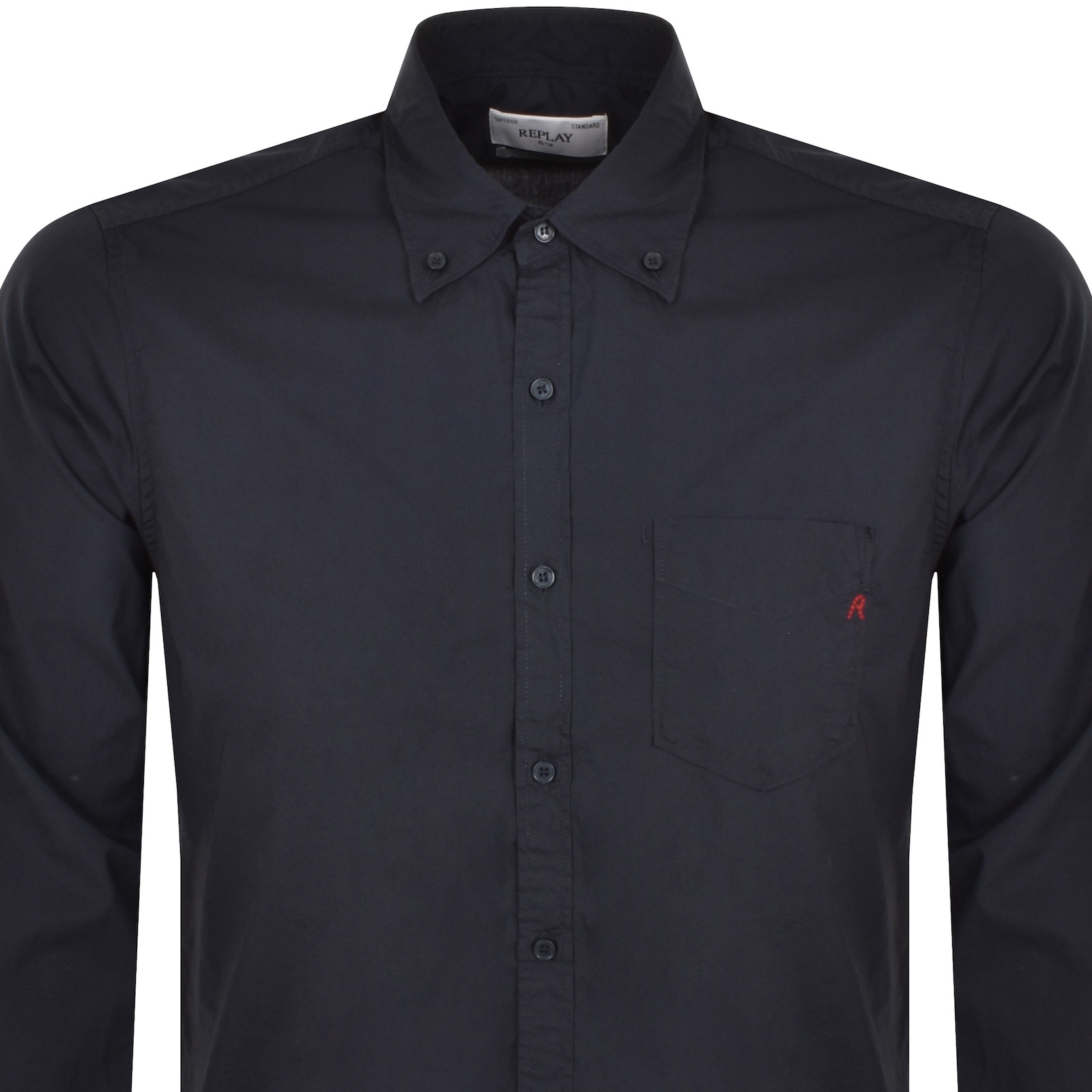 Replay Long Sleeved Shirt Black In Navy