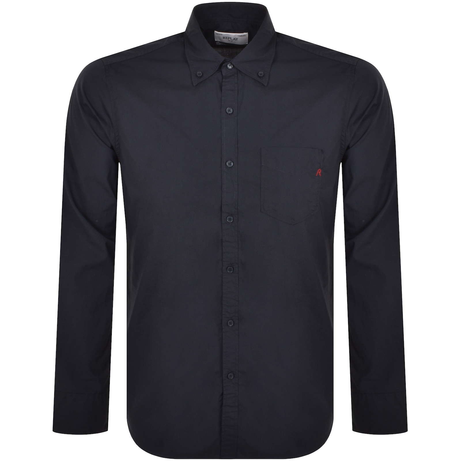 Replay Long Sleeved Shirt Black In Navy