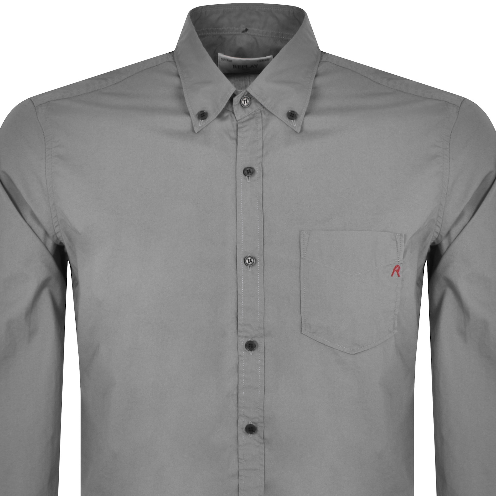 Shop Replay Long Sleeved Shirt Grey