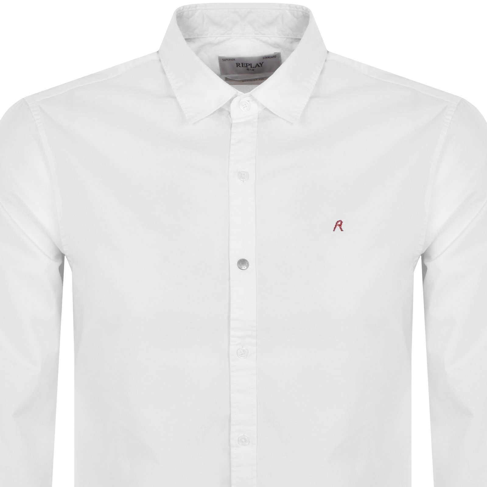 Shop Replay Long Sleeved Shirt White