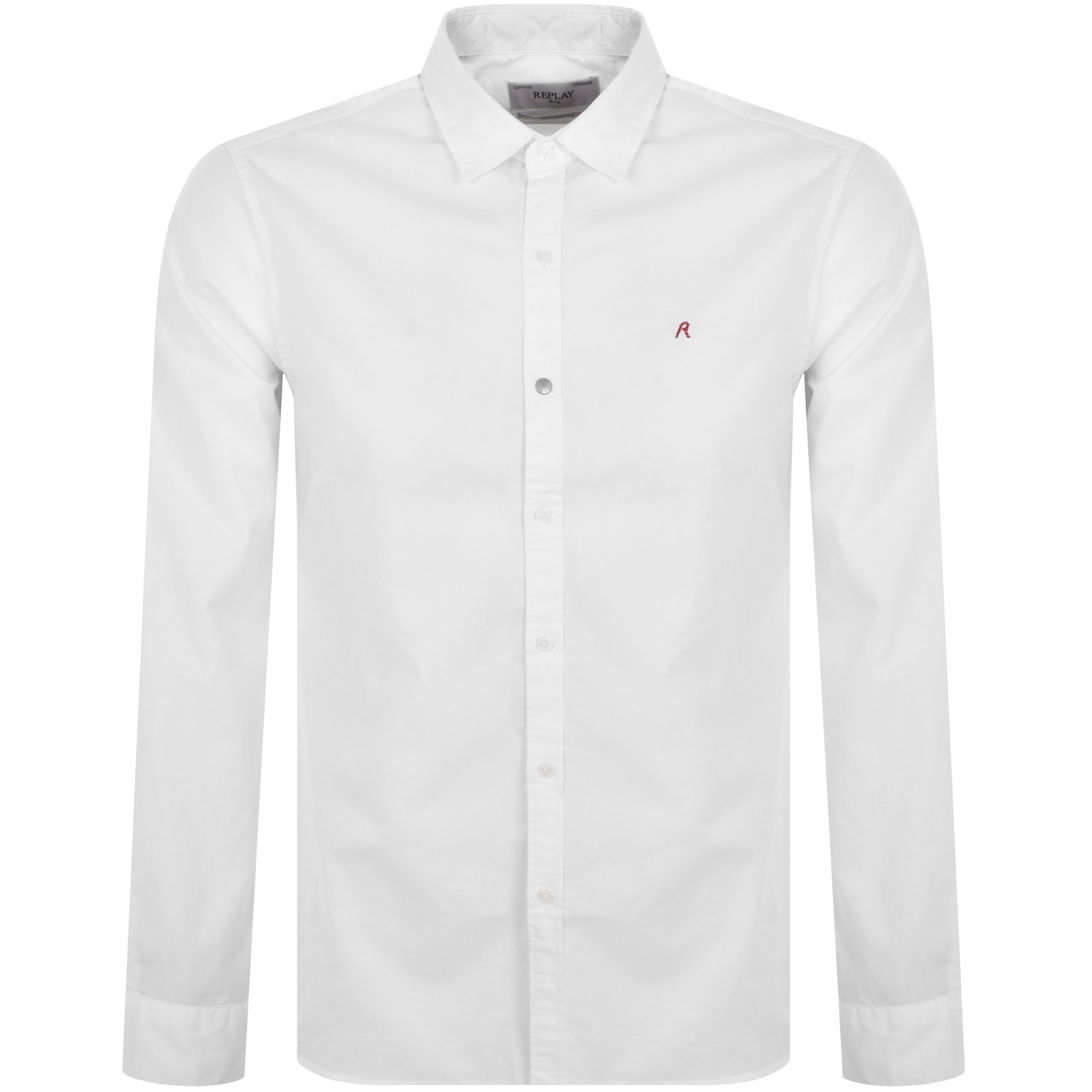 Shop Replay Long Sleeved Shirt White