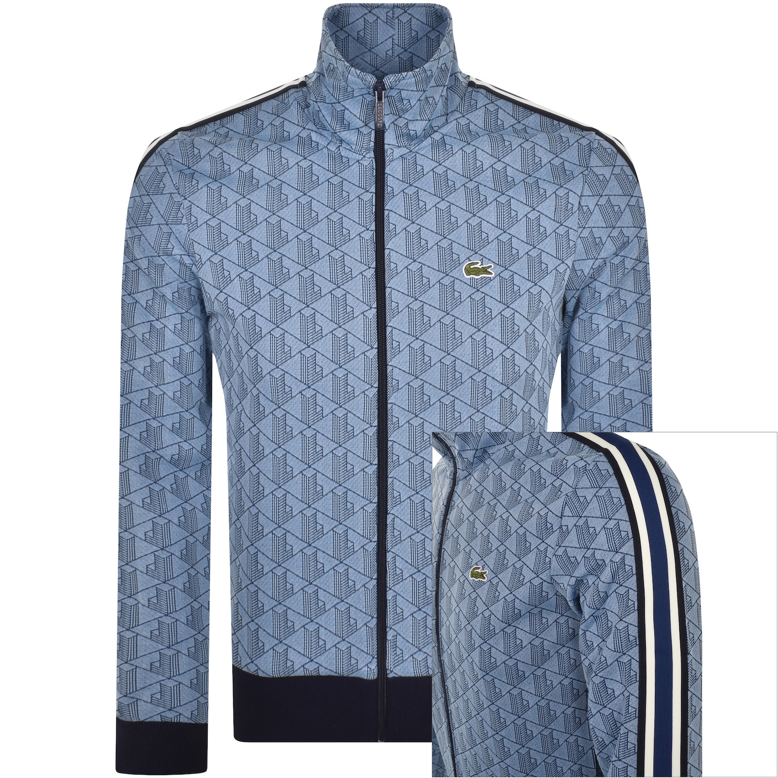 Shop Lacoste Full Zip Sweatshirt Blue