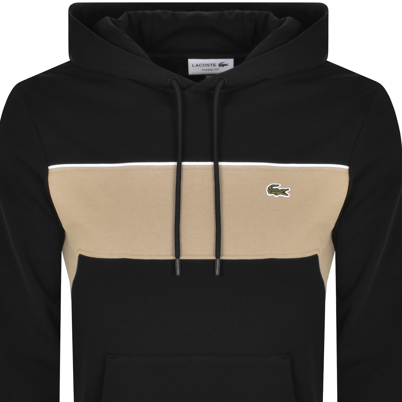 Shop Lacoste Logo Colour Block Hoodie Black