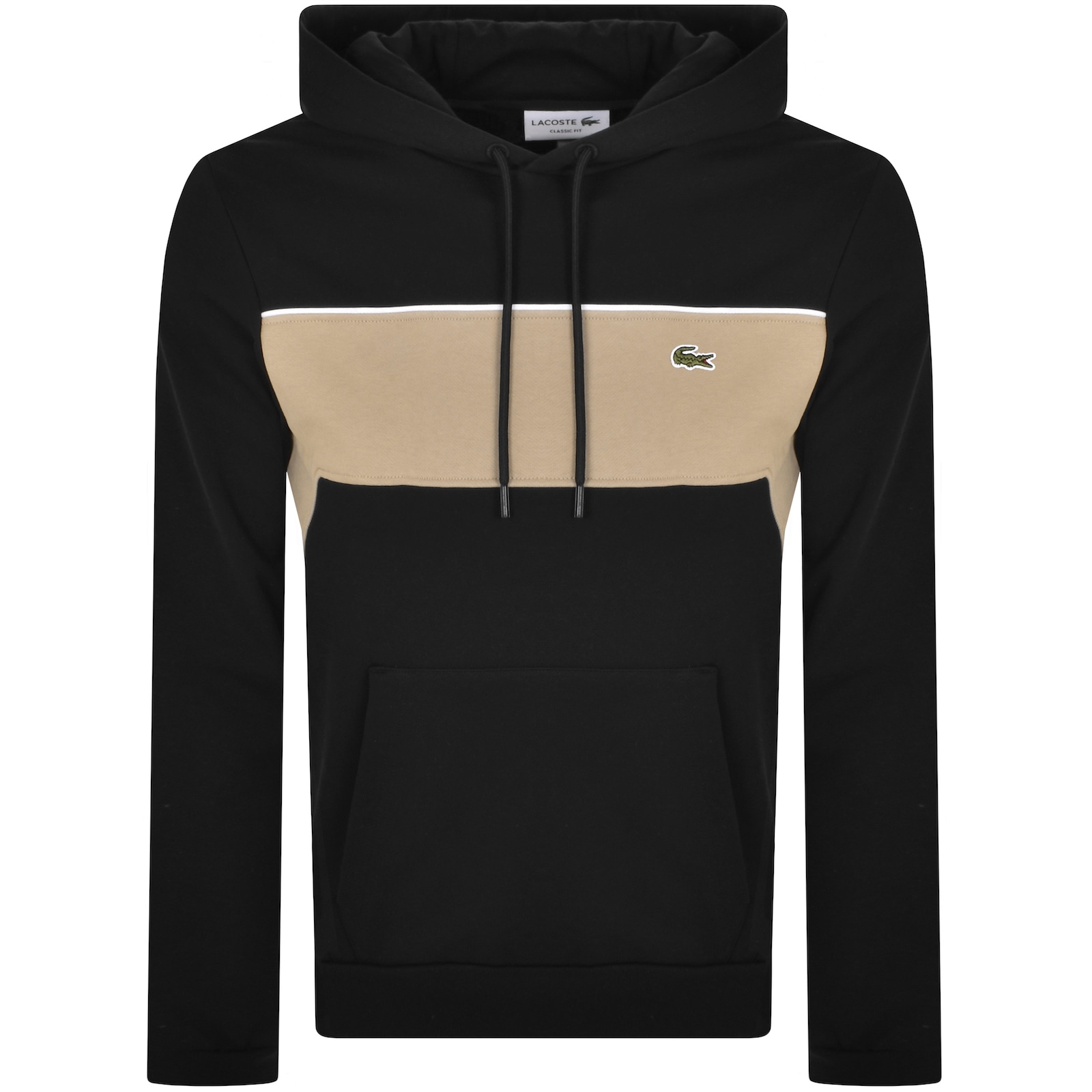 Shop Lacoste Logo Colour Block Hoodie Black