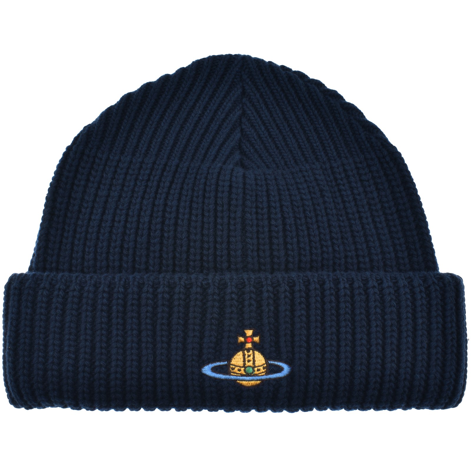 VIVIENNE WESTWOOD VIVIENNE WESTWOOD WOOL KNIT BEANIE NAVY 