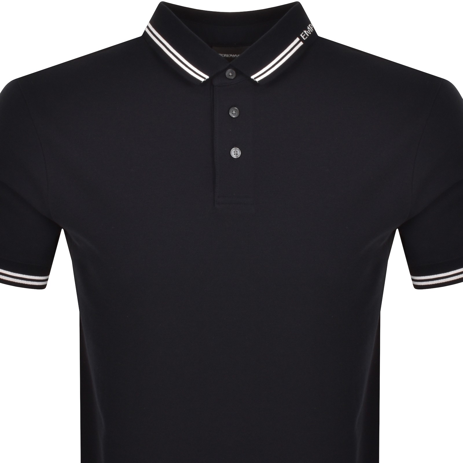 Shop Armani Collezioni Emporio Armani Short Sleeved Polo T Shirt Navy