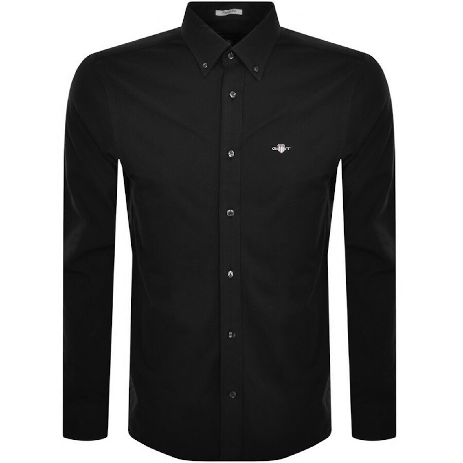 Shop Gant Regular Jersey Pique Long Sleeved Shirt Black